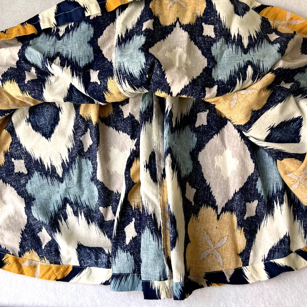 Midnight Velvet Dress Women M Blue Geometric Summer Vacation Cruise Smocked Midi
